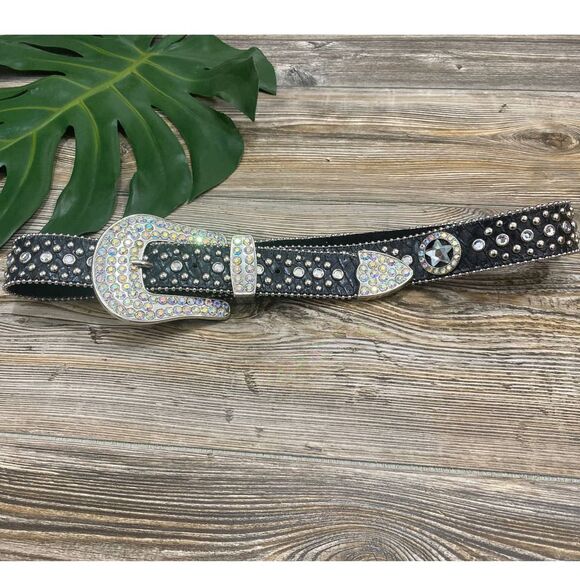 Nocona black rhinestone stars belt